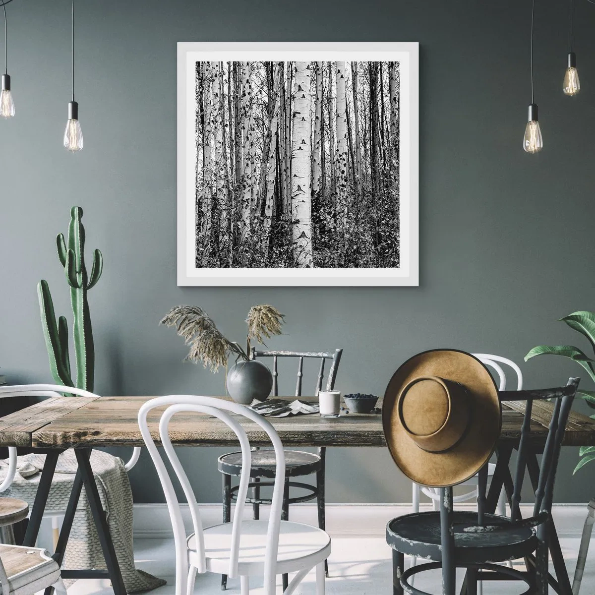 Poster in white frmae - Birch Colonnade - 50x50 cm