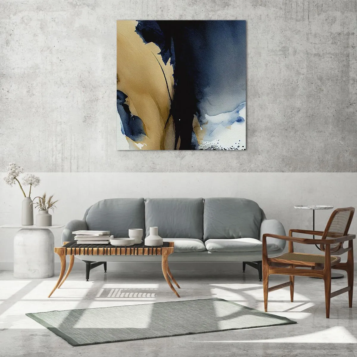 Glass picture - Behind the Curtain - 50x50 cm