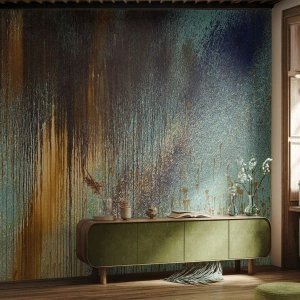 Photo Wallpaper Premium Canvas - Non-accidental Colourful Composition - Abstraction, Industrial, Paint - 450x315 cm