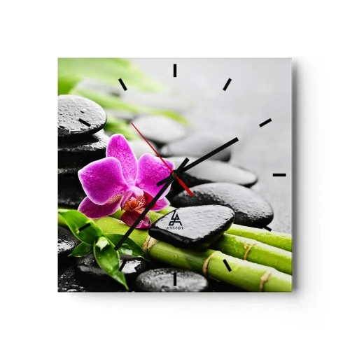 Wall clock - Clock on glass - In a Peaceful Balance - 40x40 cm