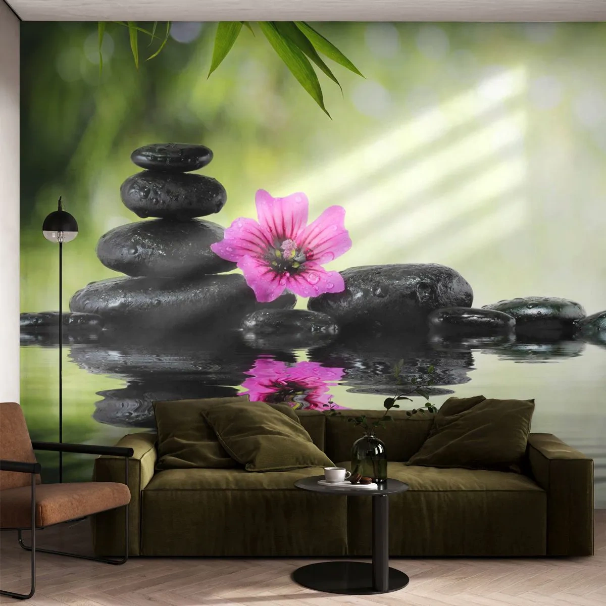 Photo Wallpaper Premium Canvas - Time for the Soul - Flower, Culture, Bamboo - 300x210 cm