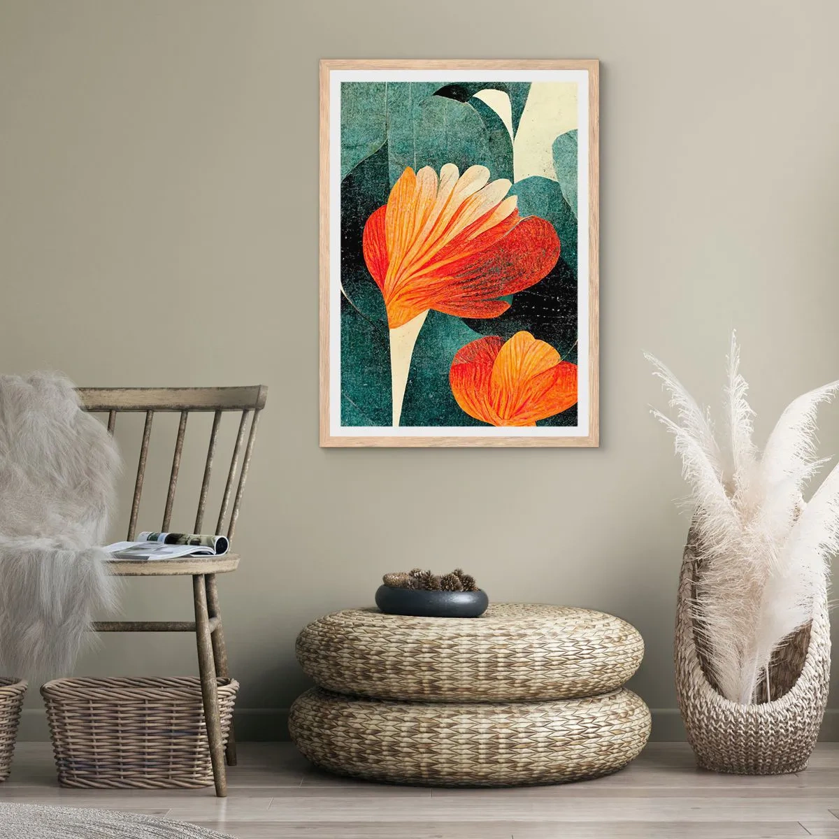 Poster in light oak frame - Heat of the Tropics, Coolness of the Ground - 50x70 cm