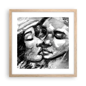 Poster in light oak frame - Tender Moment - 40x40 cm