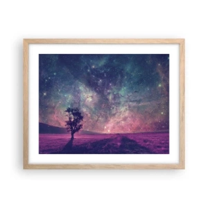 Poster in light oak frame - Under Magical Sky - 50x40 cm
