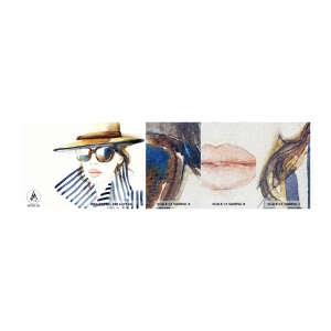 Photo Wallpaper Sample Premium Canvas - Welcome to Florida! - Woman's Face, Portrait of a Woman, Fashion - 100x30 cm