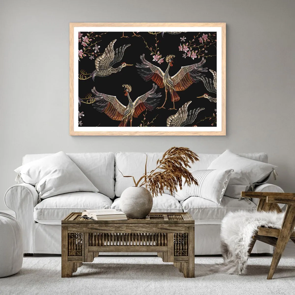Poster in light oak frame - Fairy Tale Bird - 40x30 cm
