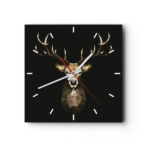 Wall clock - Clock on glass - Cubist Deer - 30x30 cm