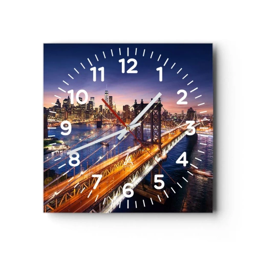 Wall clock - Clock on glass - Down the Illuminated Bridge - 40x40 cm