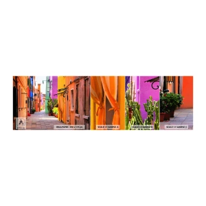Photo Wallpaper Sample Self-Adhesive Deluxe Sticker - Rainbow Alley - City, Venice, Architecture - 100x30 cm