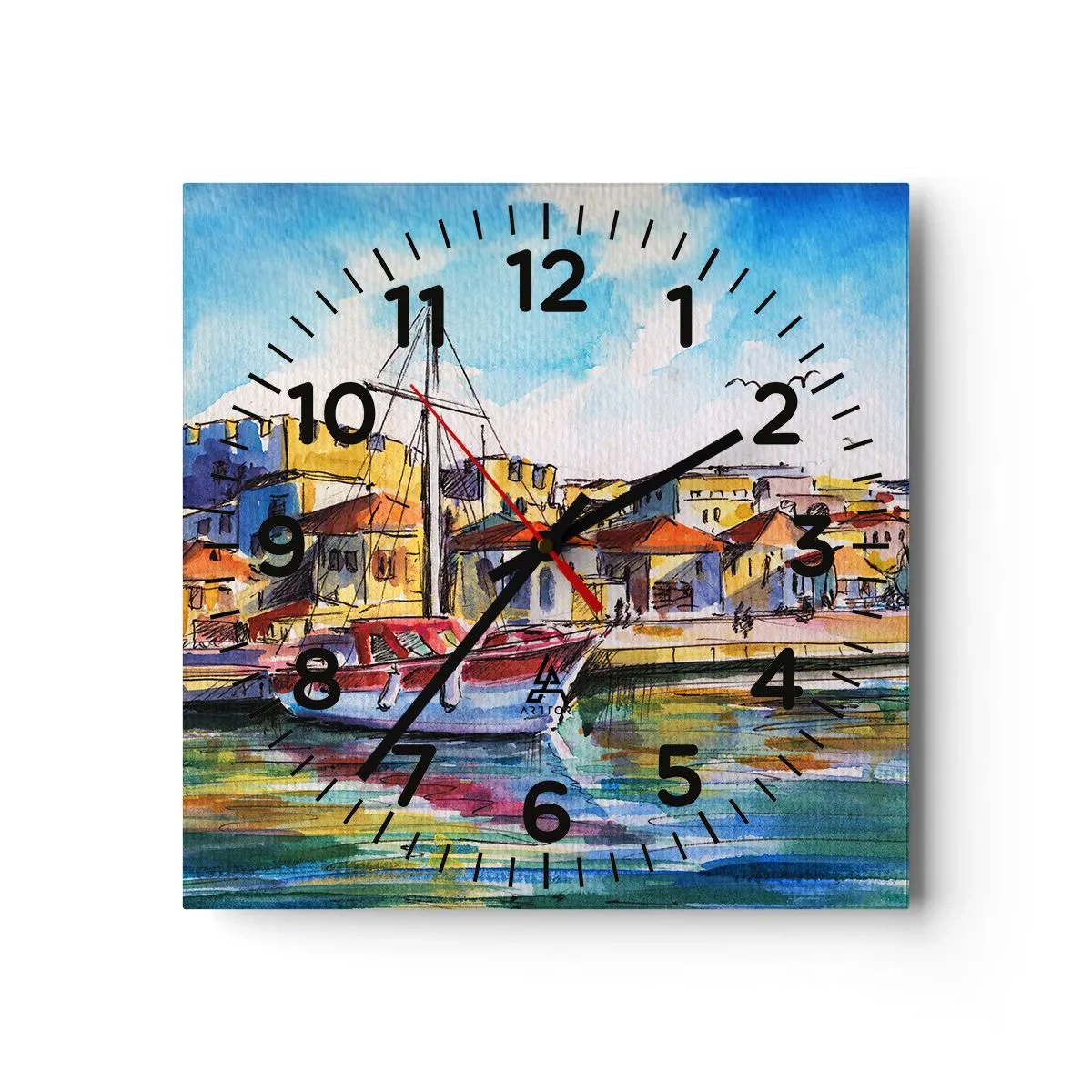 Wall clock - Clock on glass - Rainbow Afternoon - 40x40 cm