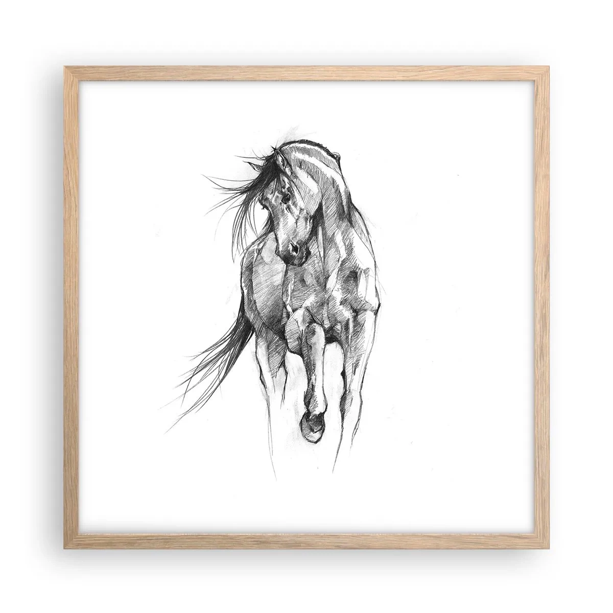 Poster in light oak frame - In a Graceful Trot - 50x50 cm