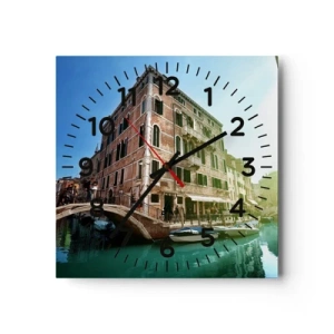 Wall clock - Clock on glass - Venice - Amore Mio - 30x30 cm