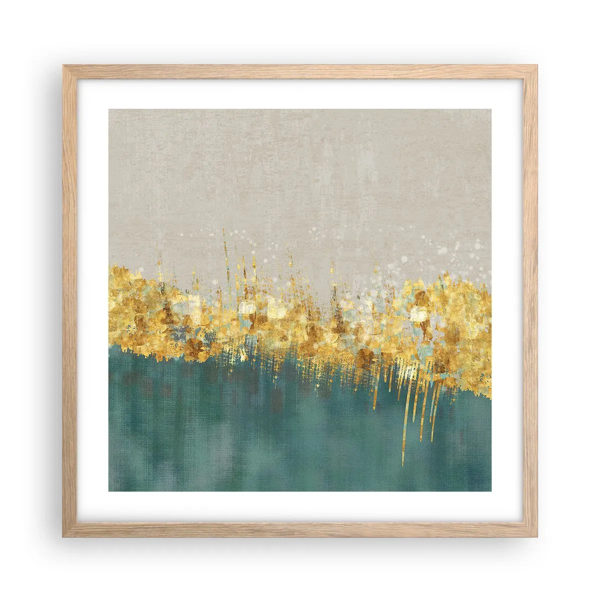 Poster in light oak frame - Golden Border - 50x50 cm