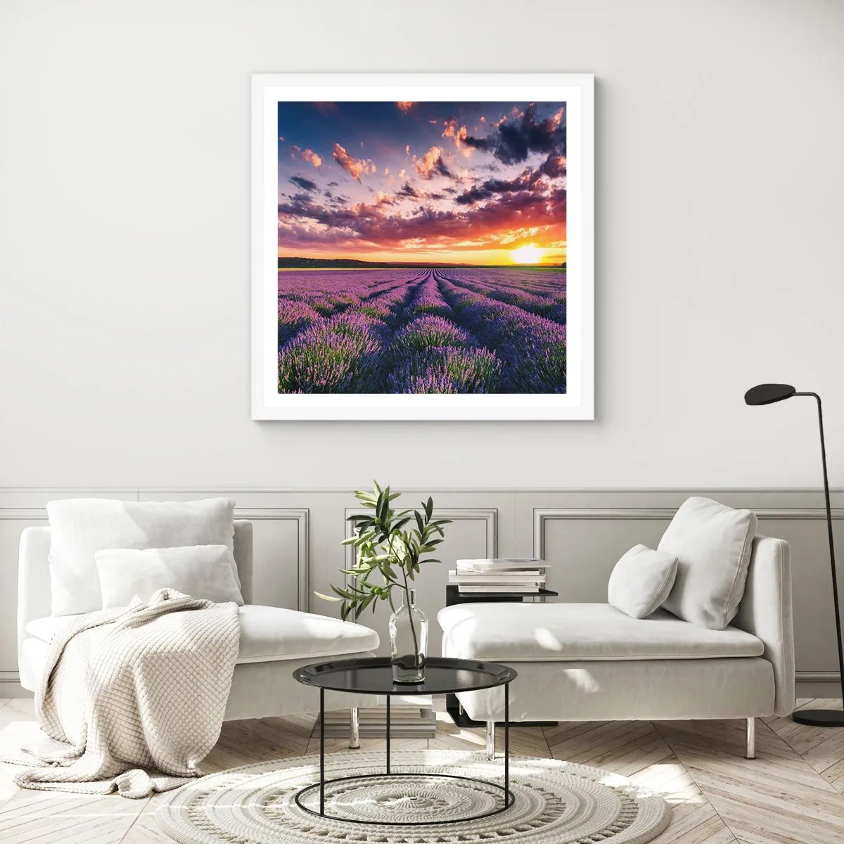 Poster in white frmae - Lavender World - 60x60 cm