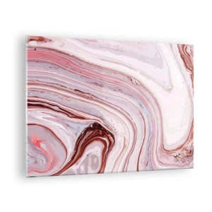Glass picture - Marble pattern in shades of pink and brown - 70x50cm - Straight then to the Bottom Right - Modern wall decoration for the living room and bedroom ARTTOR