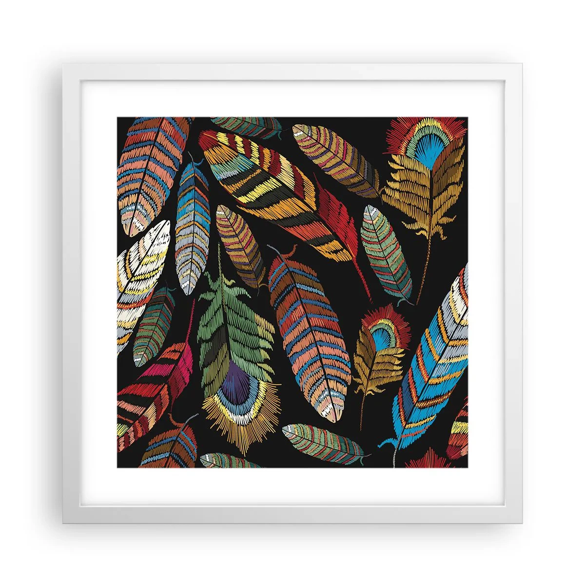 Poster in white frmae - Bird Carnival - 40x40 cm