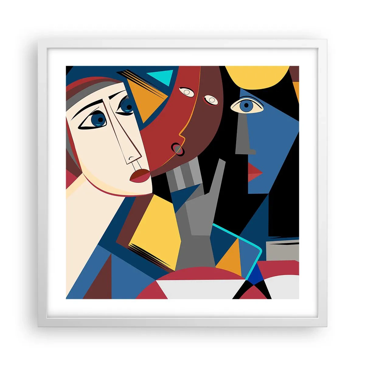 Poster in white frmae - Conversation of Cubists - 50x50 cm