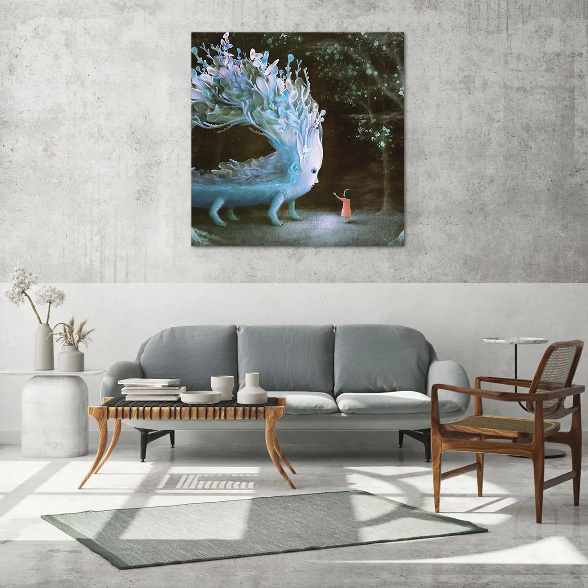 Glass picture - Fantastic Encounter - 30x30 cm