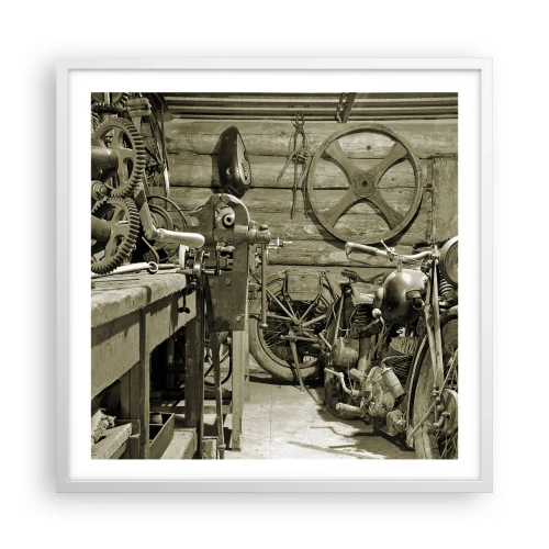 Poster in white frmae - In Grandad's Shed - 60x60 cm