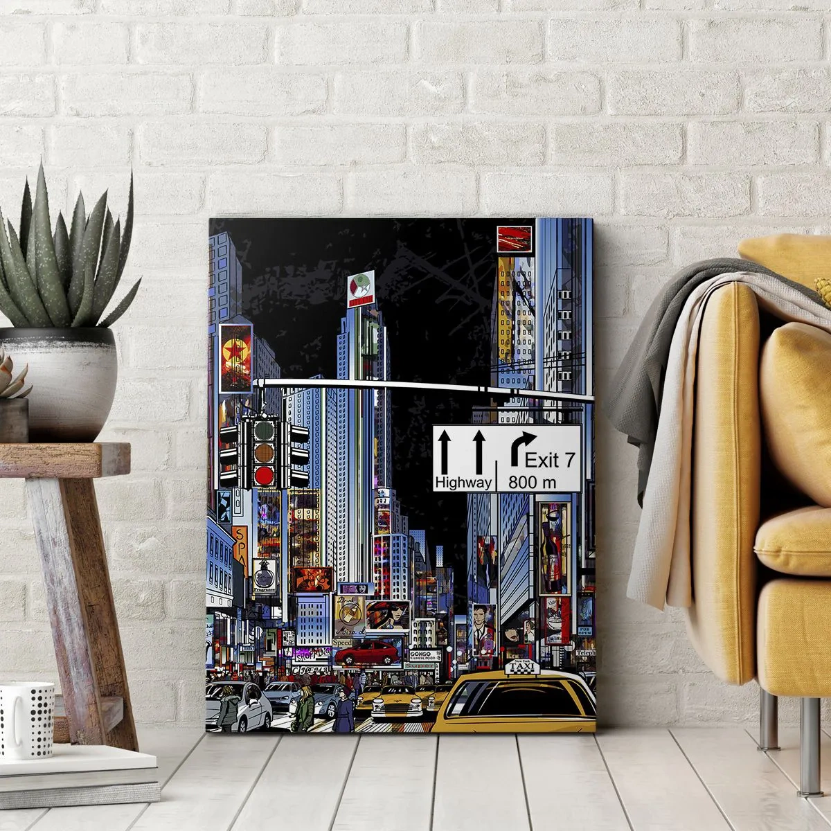 Canvas picture - Comic Night in a Big City - 65x120 cm