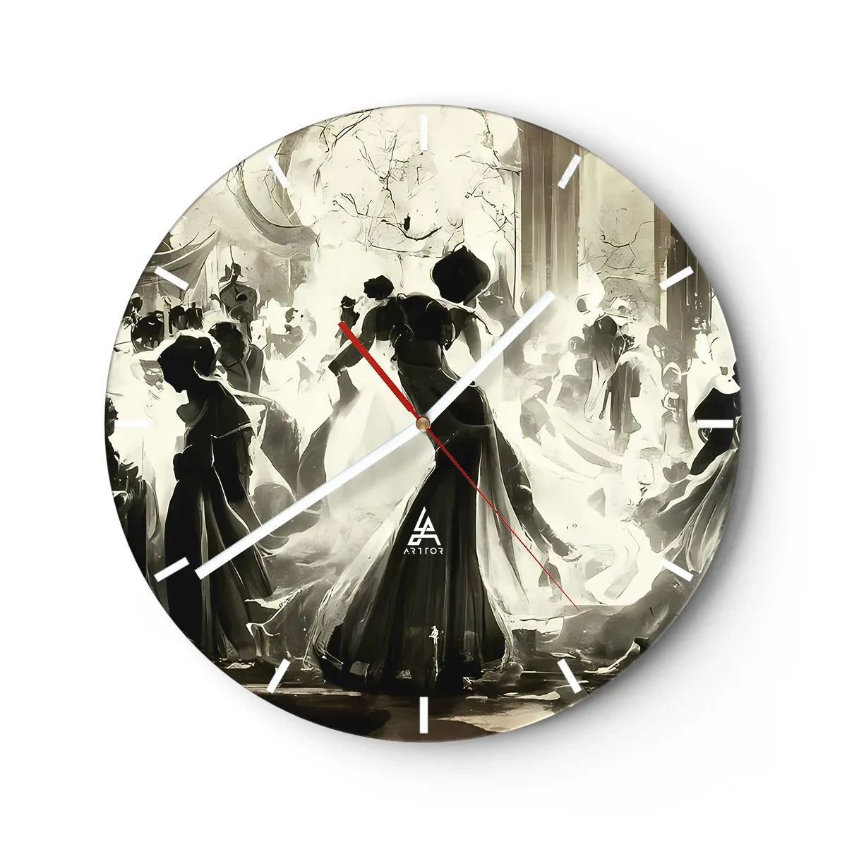 Wall clock - Clock on glass - Big Masquerade - 40x40 cm
