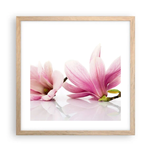 Poster in light oak frame - Delicate Like a Spring Breeze - 40x40 cm