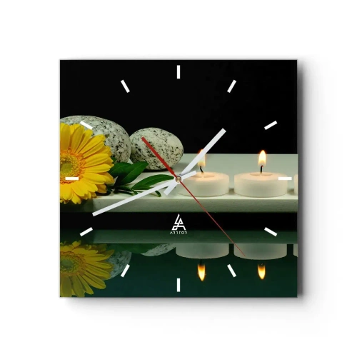 Wall clock - Clock on glass - Soothing of the Senses - 40x40 cm