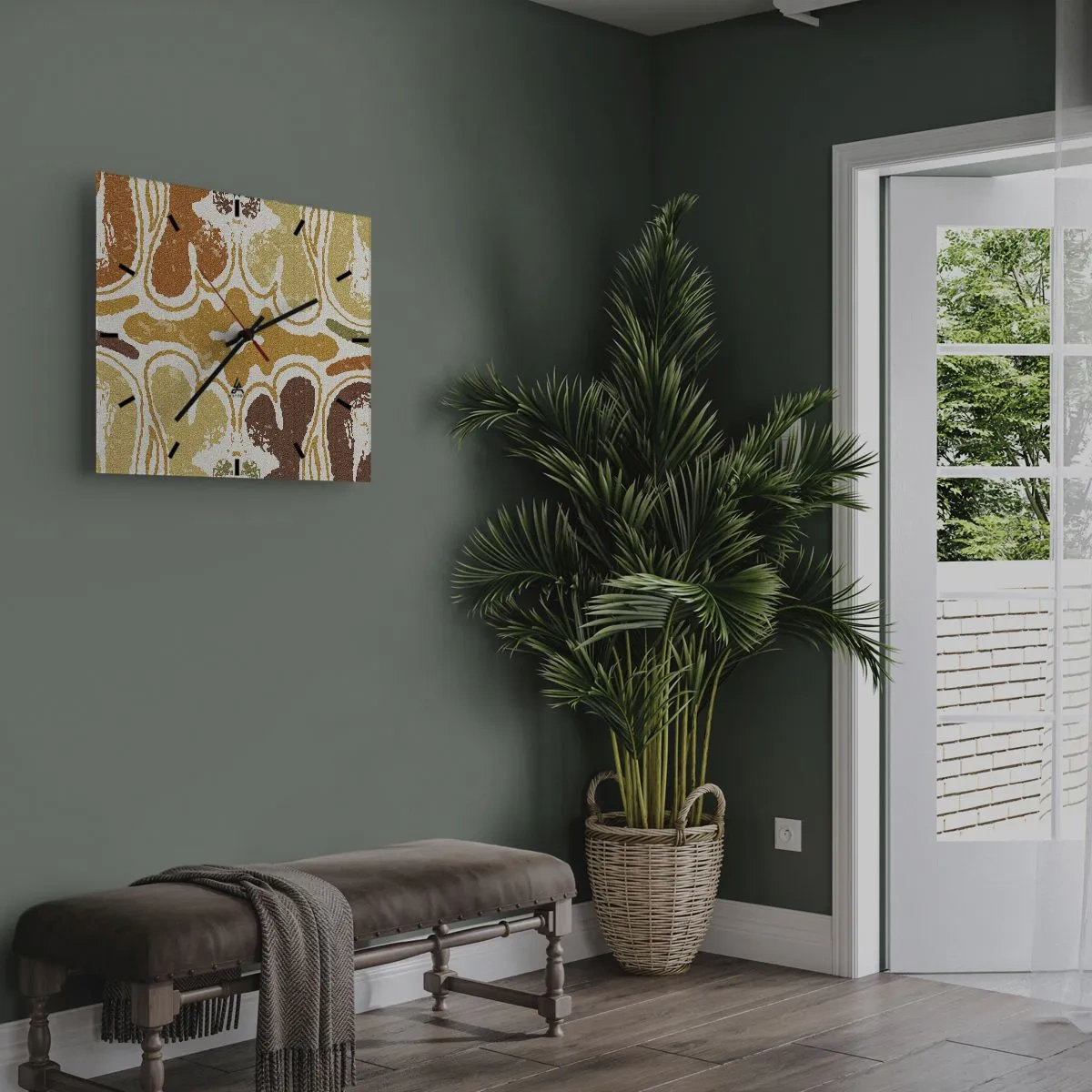 Wall clock - Clock on glass - Sentimental Abstract - 40x40 cm