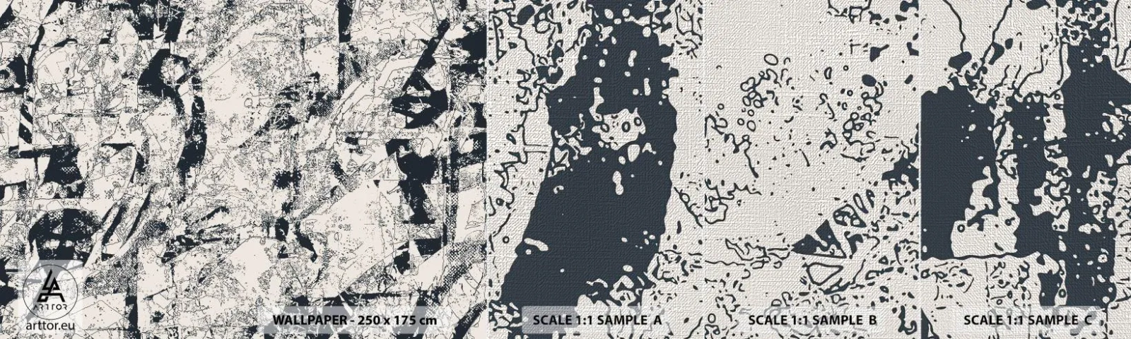 Photo Wallpaper Sample Premium Canvas - Infilitration of Opposites - Abstraction, Piece, Collage - 100x30 cm