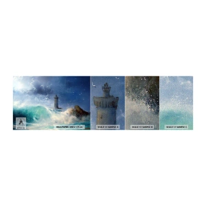 Photo Wallpaper Sample Premium Sand - Standing Guard against the Elements - Landscape, Lighthouse, Storm - 100x30 cm