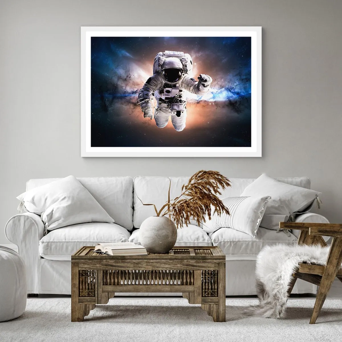 Poster in white frmae - Greetings from Space - 40x40 cm