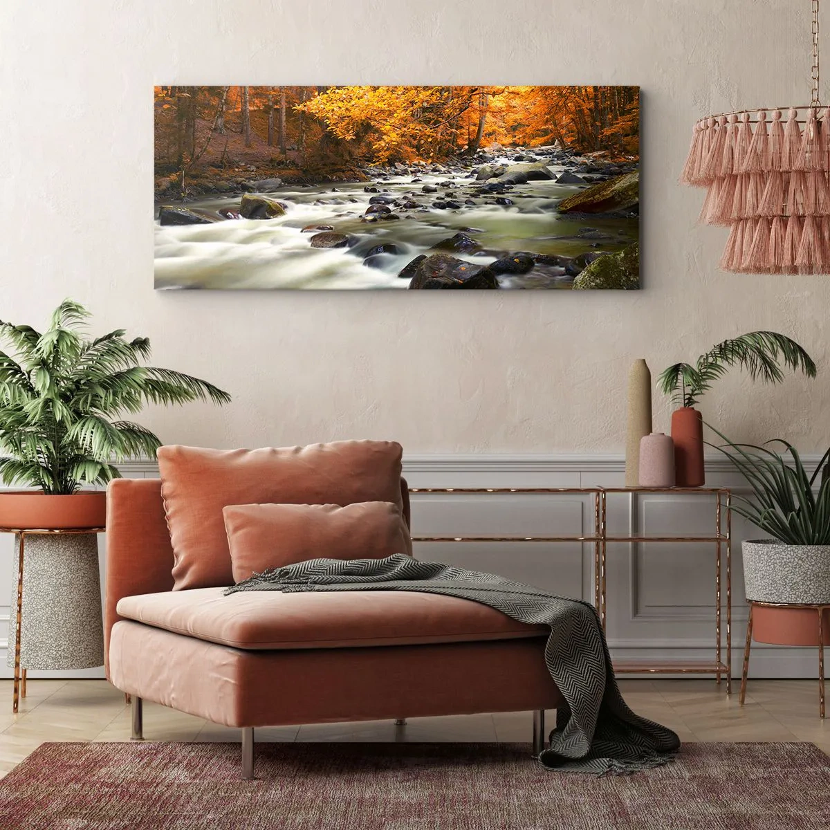 Canvas picture - Brook in a Golden Forest - 100x40 cm