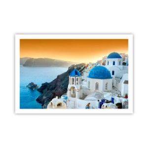 Poster - Santorini - Snuggling up to the Rocks - 91x61 cm