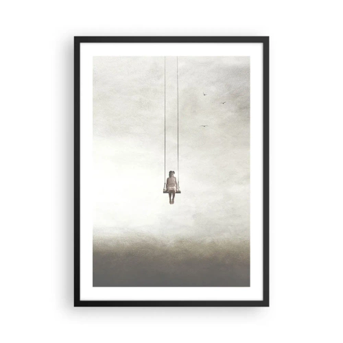 Poster in black frame - A figure on a swing suspended in space - 50x70cm - Child in Us - Modern wall decoration for the living room and bedroom ARTTOR