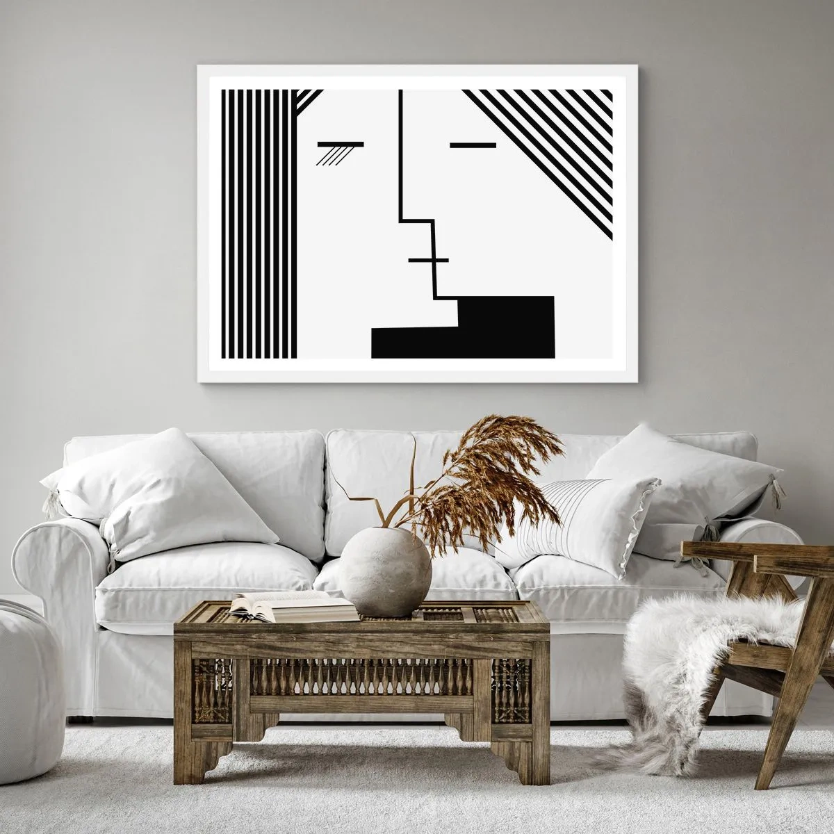 Poster in white frmae - Simply a Kiss - 30x30 cm