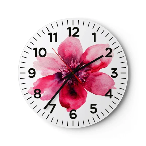 Wall clock - Clock on glass - Carmine, Fragrant Kiss - 40x40 cm