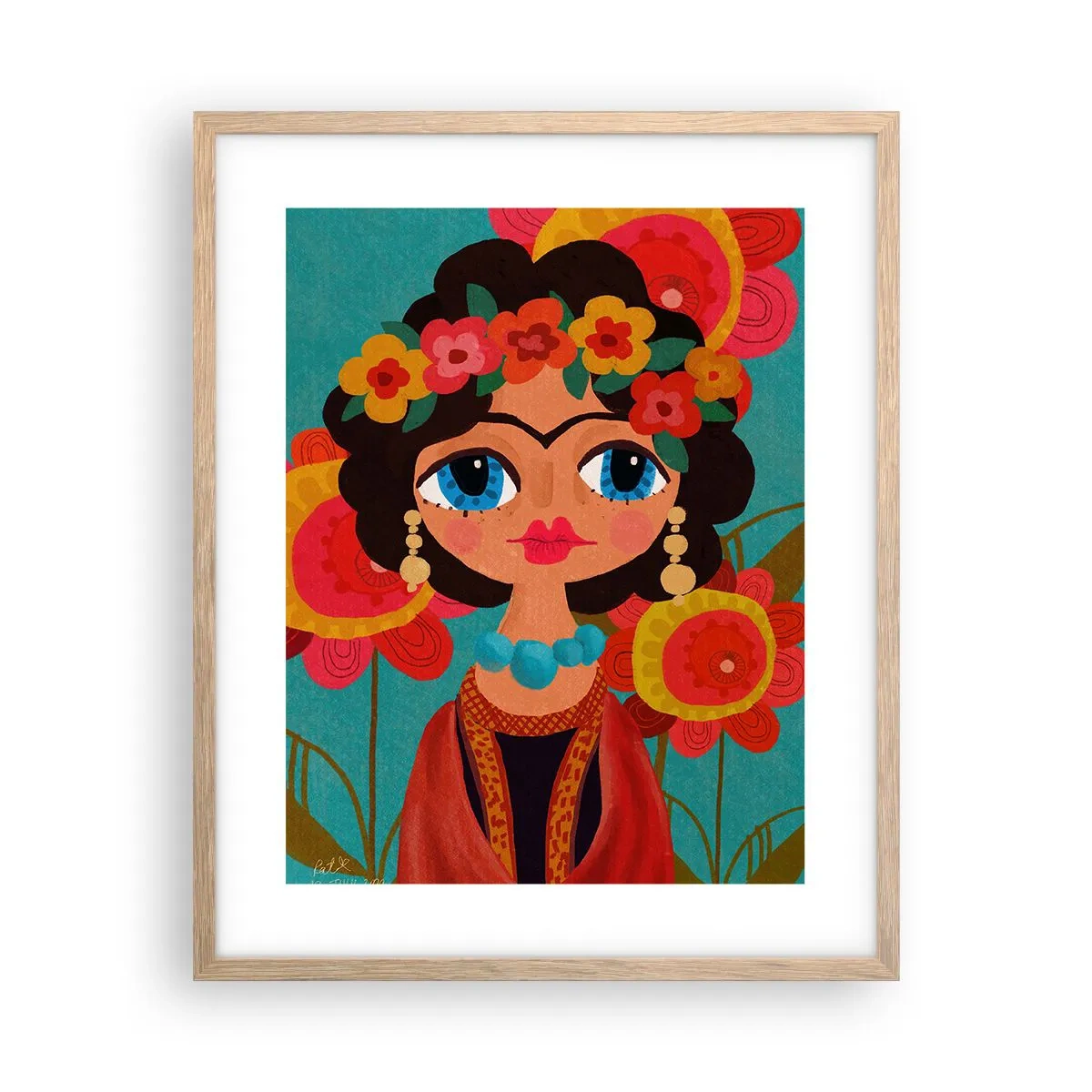 Poster in light oak frame - Poppy Lady - 40x50 cm