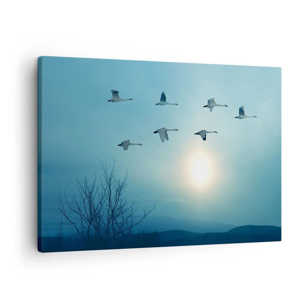 Canvas picture - Flying swans in the morning - 70x50cm - Farewell to Summer for a Year - Modern wall decoration for the living room and bedroom ARTTOR