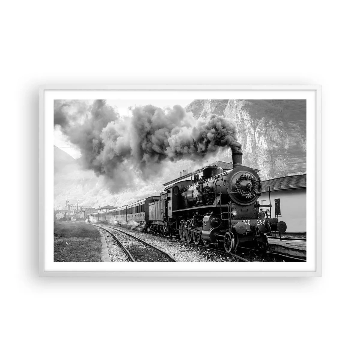 Poster in white frmae - Standing at the Station... - 91x61 cm