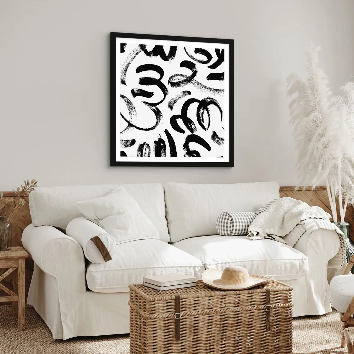 Poster in black frame - Black on White - 30x30 cm
