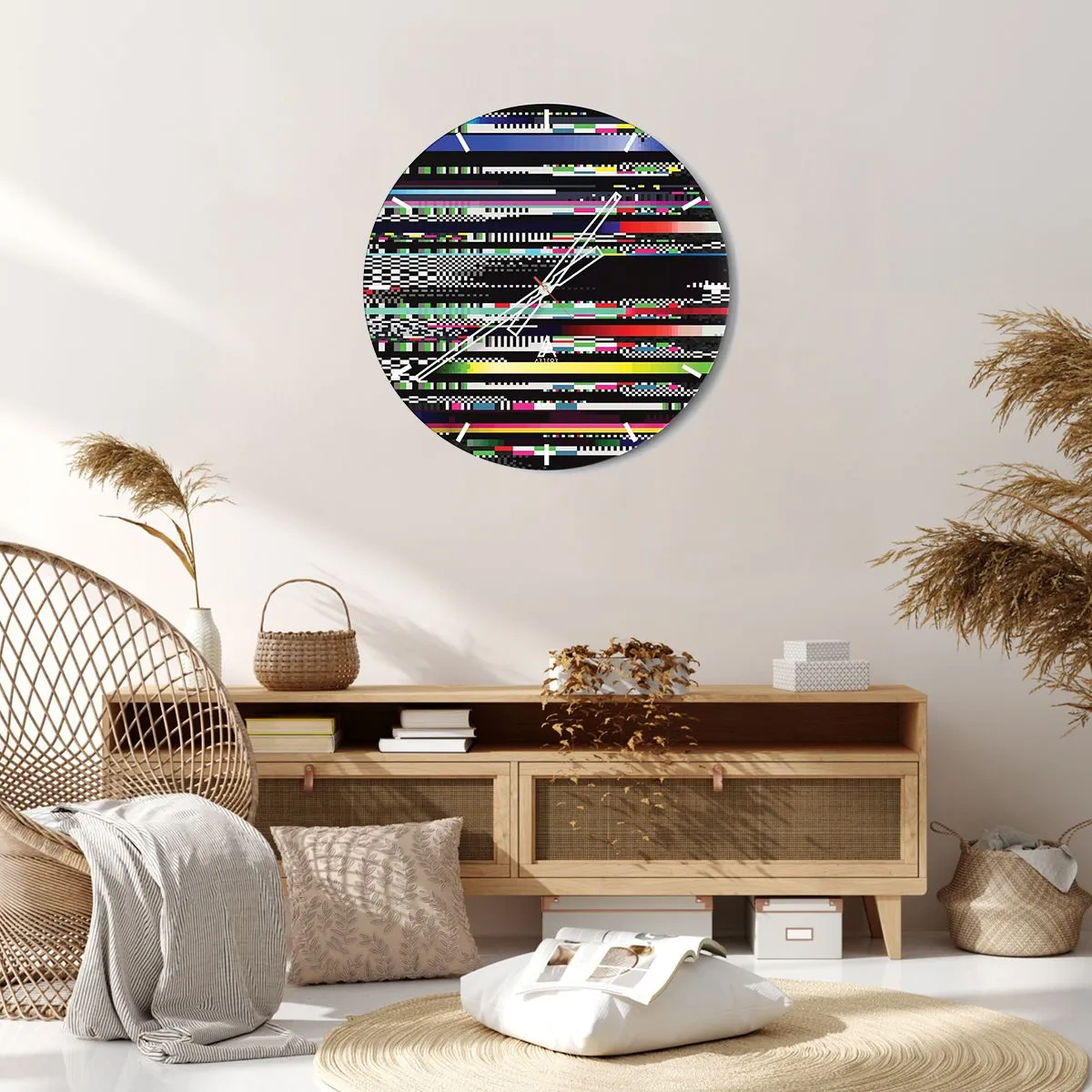 Wall clock - Clock on glass - Control Image of Reality - 40x40 cm