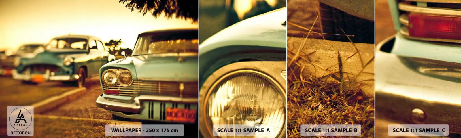 Photo Wallpaper Sample Standard Eco - We Wait and See - Car, Cuba, Automotive - 100x30 cm