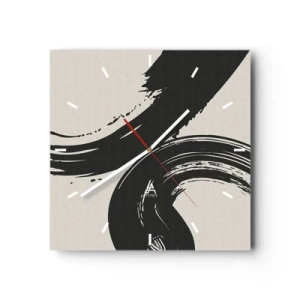 Wall clock - Clock on glass - With Big Circural Strokes - 30x30 cm
