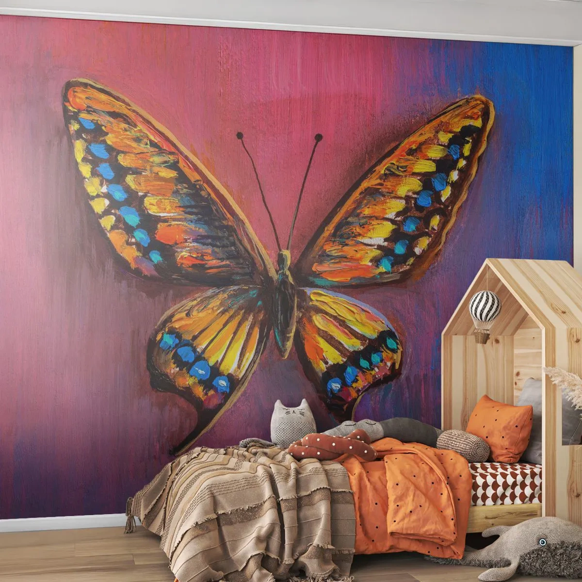 Photo Wallpaper Premium Canvas - Jewel of Nature - Butterfly, Piece, Painting - 200x140 cm