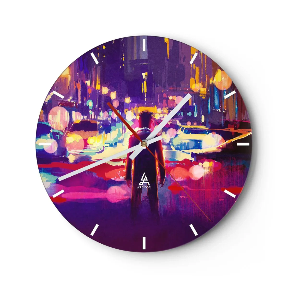Wall clock - Clock on glass - Immersed in Light - 40x40 cm