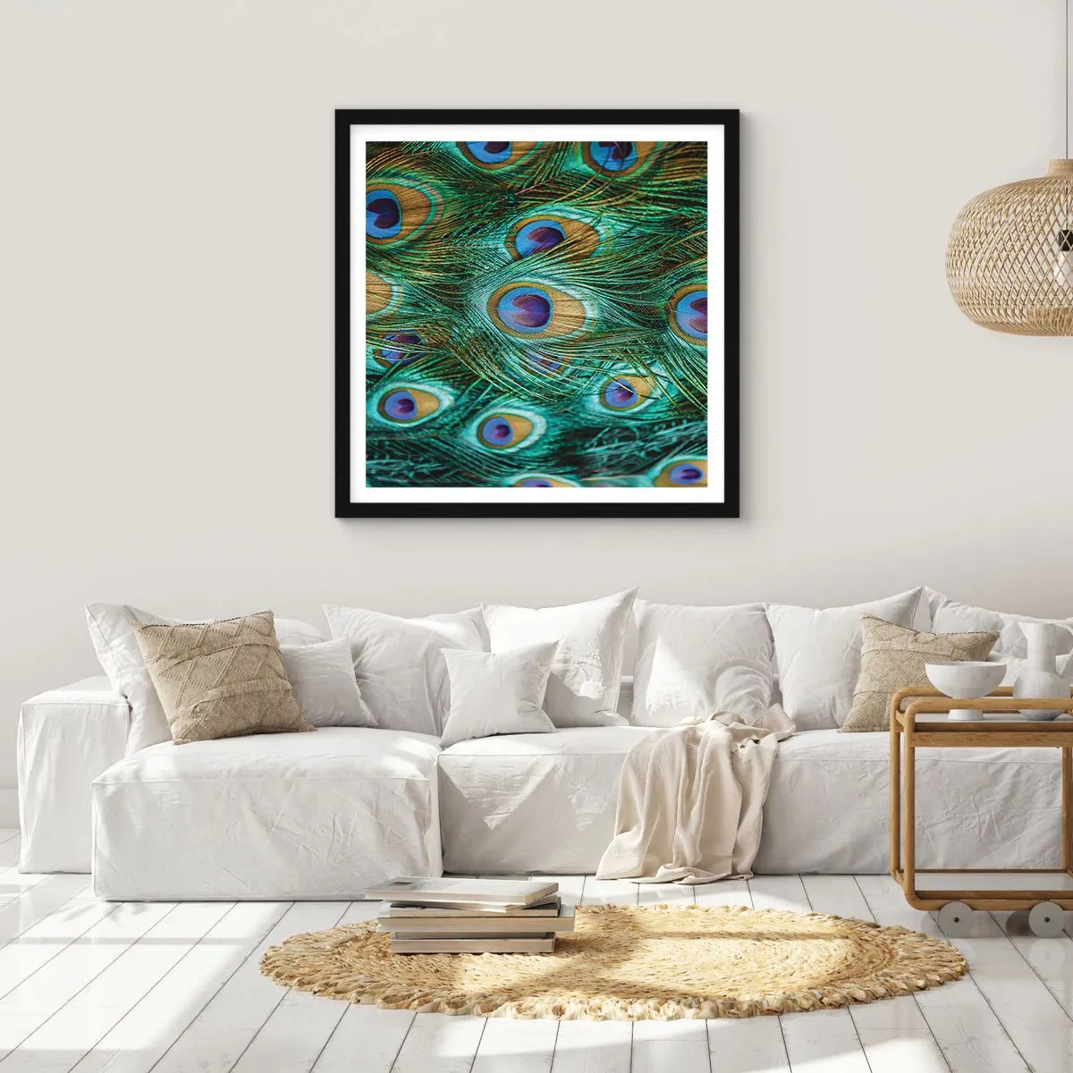 Poster in black frame - Peacock Eyes - 50x50 cm