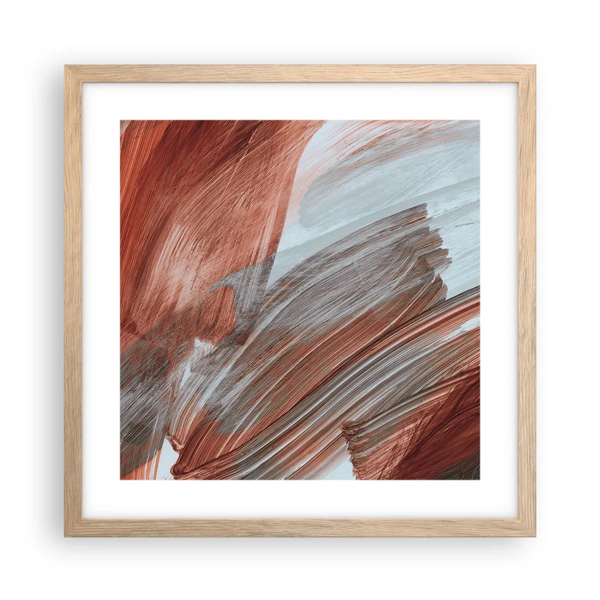 Poster in light oak frame - Autumnal and Windy Abstract - 40x40 cm