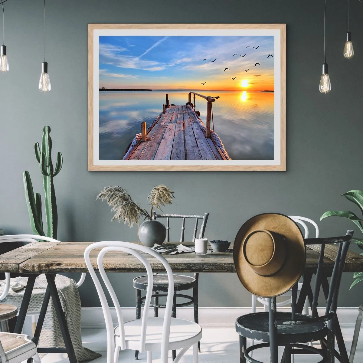 Poster in light oak frame - Walk towards the Sun - 100x70 cm