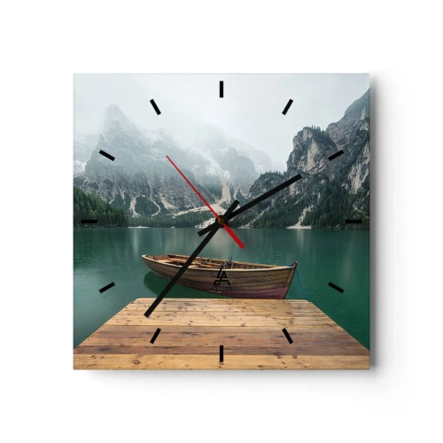 Wall clock - Clock on glass - Boat Found Solitude - 40x40 cm