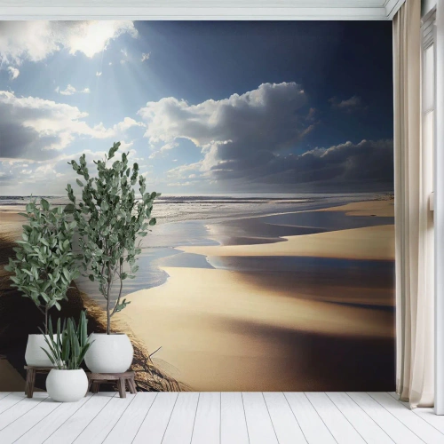 Photo Wallpaper Premium Canvas - Beach, Wild Beach - Beach, Sea, Dunes - 200x140 cm
